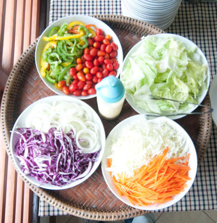 prepared vegeterian salad for eatの写真素材
