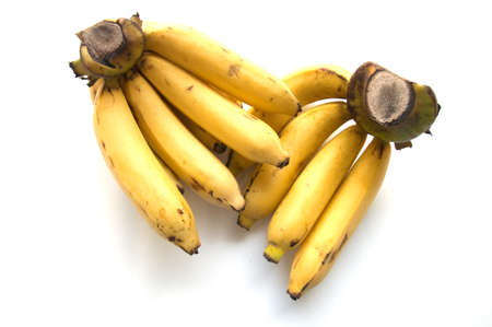Bananas lies on white backgroundの写真素材