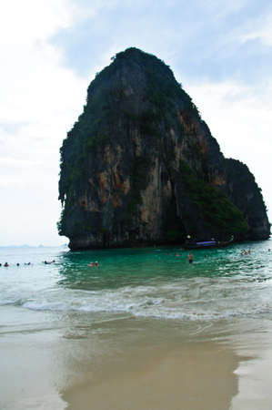 Tropical beach in warm Sun light, Krabi, Thailandの写真素材