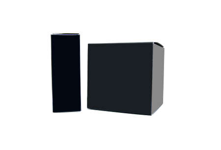 black paper box on whiteの写真素材