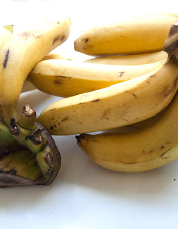 Bananas lies on white backgroundの写真素材