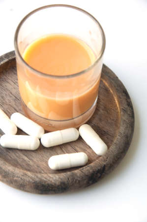 prepare Set of Medicine with water glassの写真素材