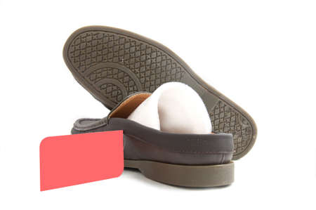 New brown male shoes  on whiteの写真素材