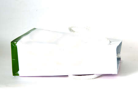 Empty shopping bag isolated on white backgroundの写真素材