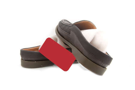 New brown male shoes  on whiteの写真素材