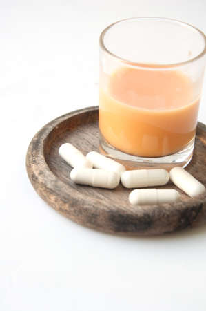 prepare Set of Medicine with water glassの写真素材
