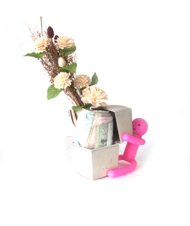 Puppet embrace Thai moneyの写真素材