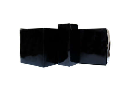 black cardboard box isolated on a white backgroundの写真素材