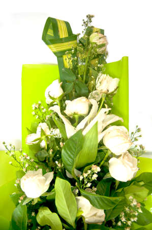 Beautiful  Wedding bouquet of white rosesの写真素材