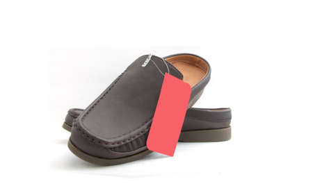 New brown male shoes  on whiteの写真素材