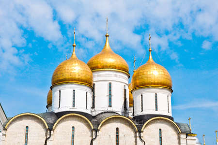 Breathtaking Famous The Annunciation Cathedral and The Archangel Cathedral in Moscow Kremlin, Russiaの写真素材