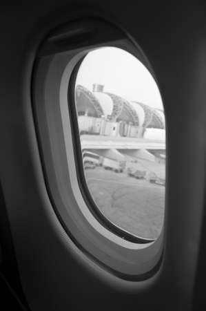 aiplane prepare for takeoff at suvarnabhumiairportの写真素材