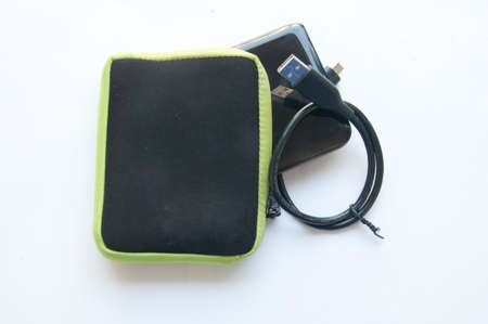 external hard drive on a white backgroundの写真素材