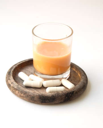 prepare Set of Medicine with water glassの写真素材