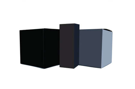 black cardboard box isolated on a white backgroundの写真素材