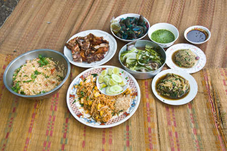 Thai Dishes course eaten with riceの写真素材