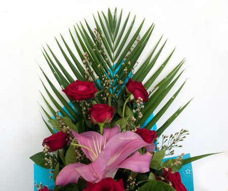 bouquet of roses on white backgroundの写真素材