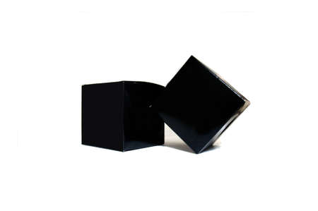 black cardboard box isolated on a white backgroundの写真素材