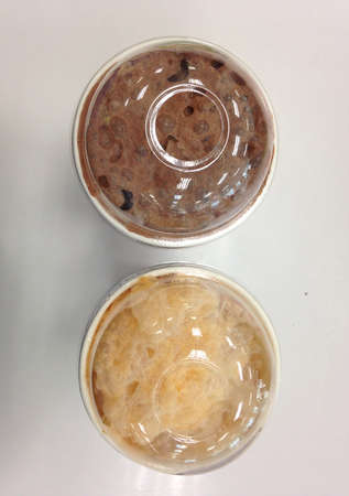 Top view of coffee and teaの素材