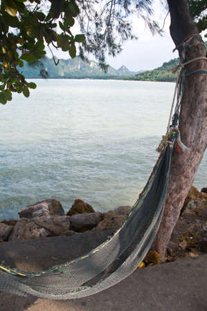 The cradle under tree near the sea at Thailandの写真素材