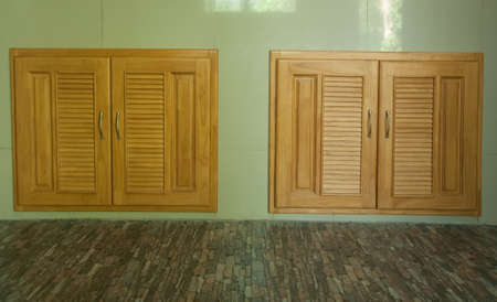 Modern kitchen interior wooden cabinetsの写真素材