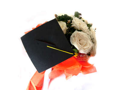 beautiful bouquet flowers for graduate on whiteの写真素材