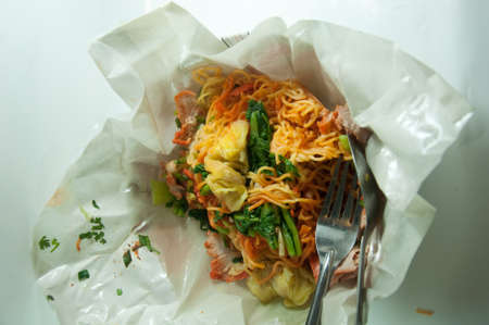 Chinese pork barbecue with noodleの写真素材