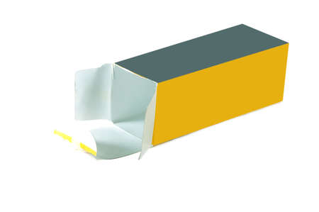 Empty yellow box paper on white