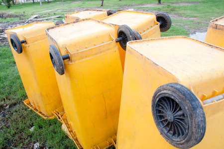 yellow Trashcanの写真素材