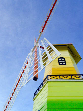 Windmill house on blue sky backgroundの素材