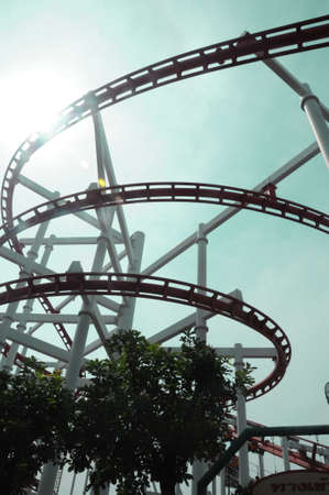 roller coaster with blue skyのeditorial素材