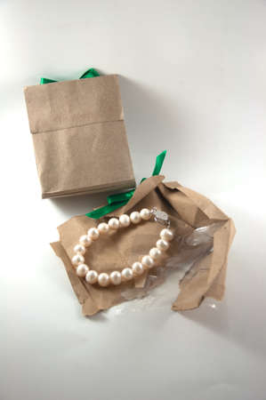 White pearl in paper bagの写真素材