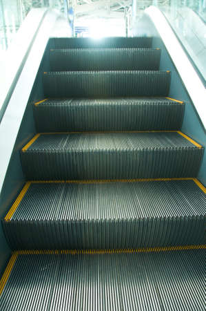 The steel automatic escalators in airport