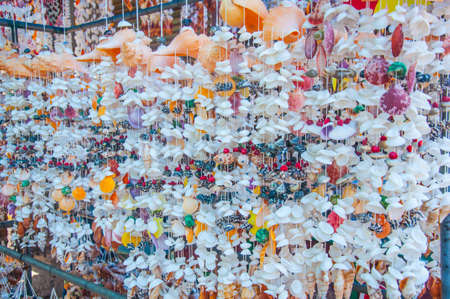 Mobile made from various shells for sale in Phuket,Thailandの写真素材