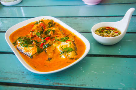 Mackerel in dried red curryの写真素材