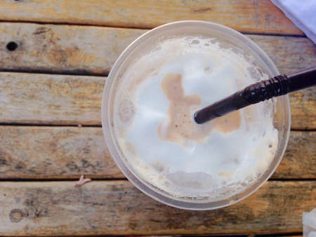 Top view of ice milk coffeeの素材