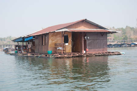 Floating house at Sangklaburi Kanchanaburi Thailandのeditorial素材