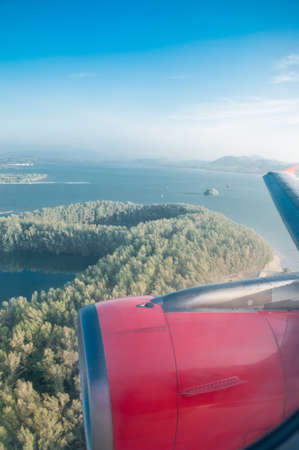 View of plane window ,phuket Thailandの写真素材