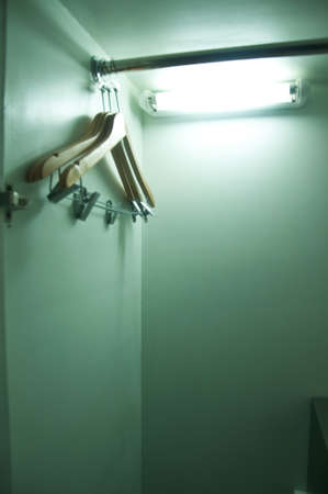 wood hanger in the cabinetの写真素材