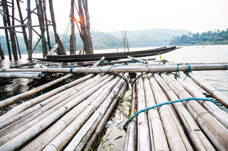 A boat waiting for tourists to use at Saphan Mon,Thailandの写真素材
