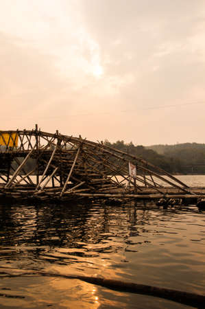Bamboo bridge, which began to decayの写真素材
