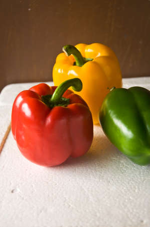 colorful of three Paprika peppersの写真素材