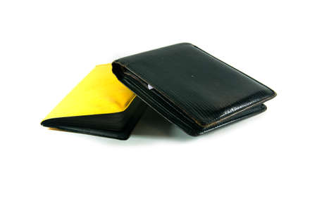 black wallet and yellow book cardの写真素材