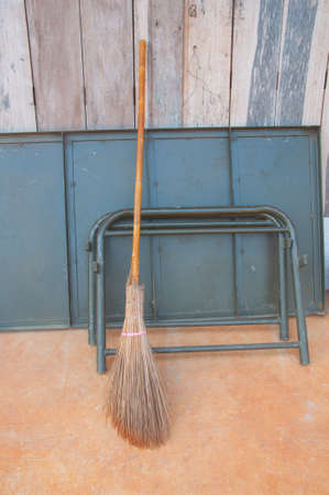coconut leave broom or Stick broomの写真素材