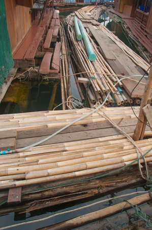floating village in Kanchanaburi Province, Thailandの写真素材