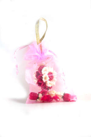 Jasmine garland made from soap in pink bagの写真素材