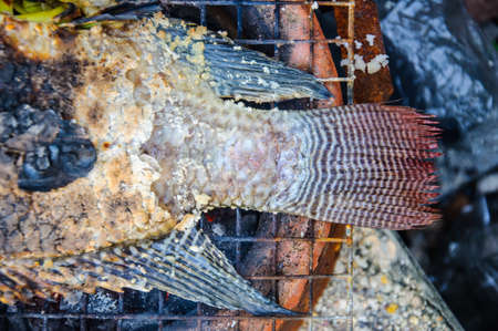 skin grilled Fish : Nile Tilapia Fishの写真素材