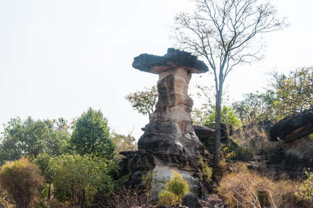 Stone Pillar like mushroom, A famous place in Thailandの写真素材