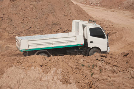 dumper truck at sand quarryの写真素材