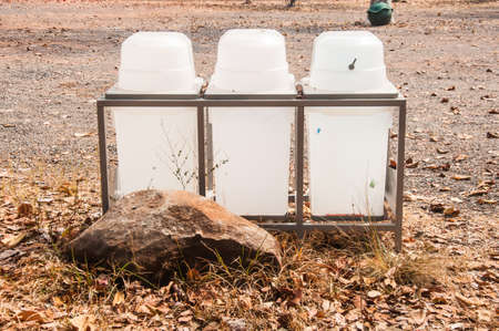 recycling and garbage binsの写真素材